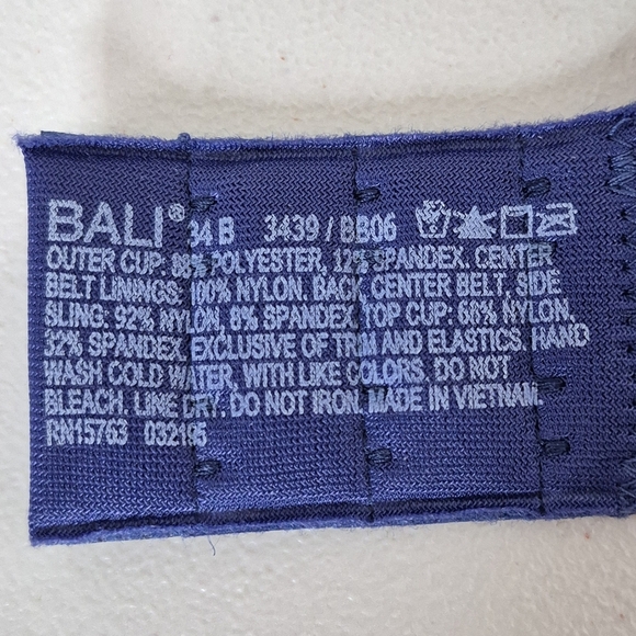 Bali Smoothing Breathable Underwire Bra w/ Convertible Straps in Navy - Size 34B - Picture 13 of 16